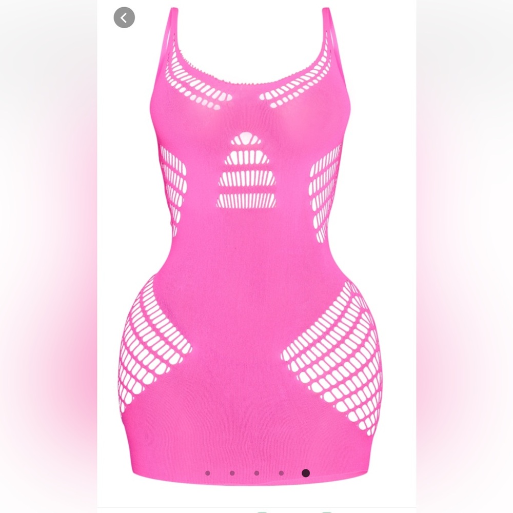 PLT Shape neon pink sheer mini dress. NWT
